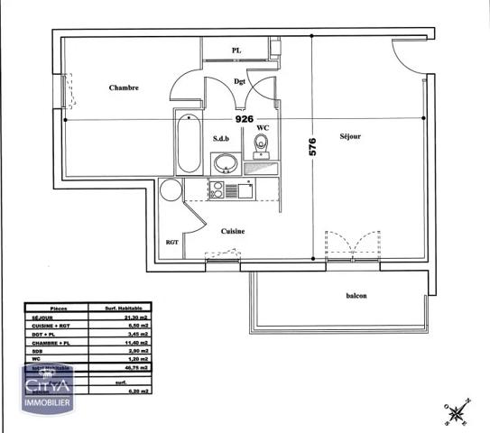 Appartement à vendre 2 pièces 46.75m² Hénin-Beaumont (62110)