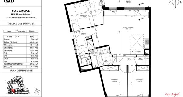 Location Appartement 4 pièces 82.9 m² - Sainte-geneviève-des-bois 91700