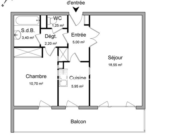 Location Appartement 2 pièces 47.05 m² - 10/12 RUE RENE DRAGON Rouen 76000