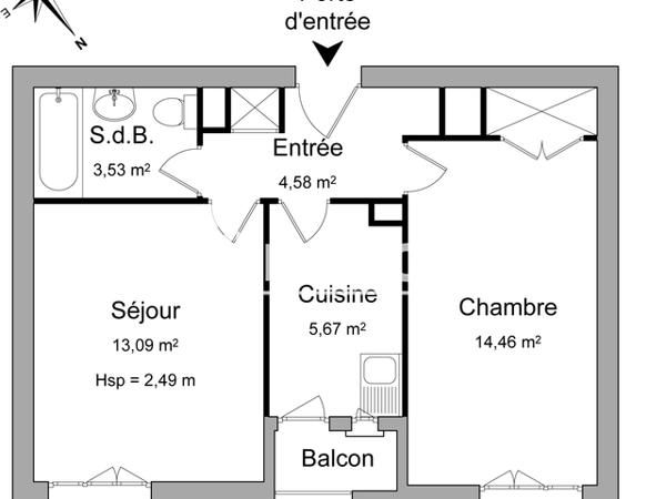 Location Appartement 2 pièces 41.33 m² - 9 CHEMIN MENEY Grenoble 38100