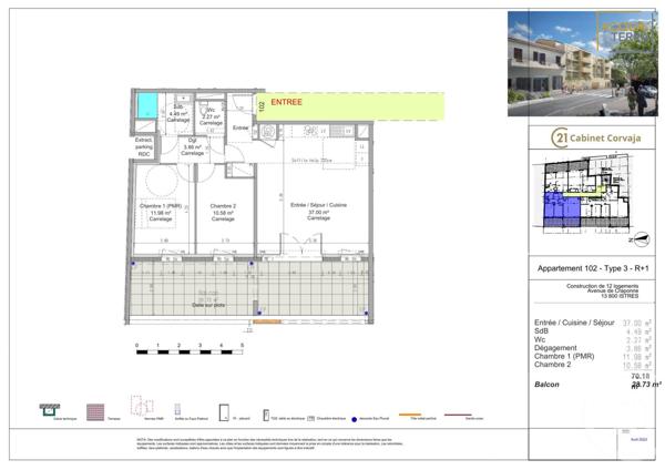 Appartement T3 à vendre  3 pièces - 71,08 m2 ISTRES - 13