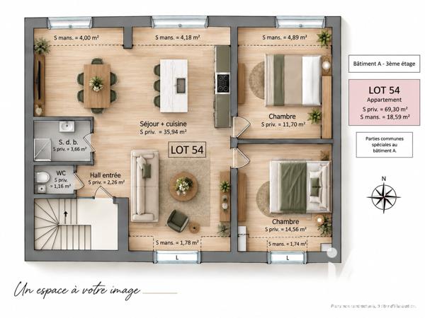 Appartement à vendre 3 pièces 70 m² Sciez