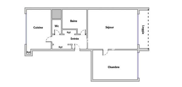 Appartement 2 pièces - 57 m²