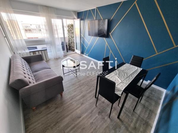 Dans résidence sécurisée, appartement T2 lumineux "VENDU LOUE ET MEUBLE" de 47,08 m² Loi carrez  entièrement rénové en  2024 avec balcon et cave