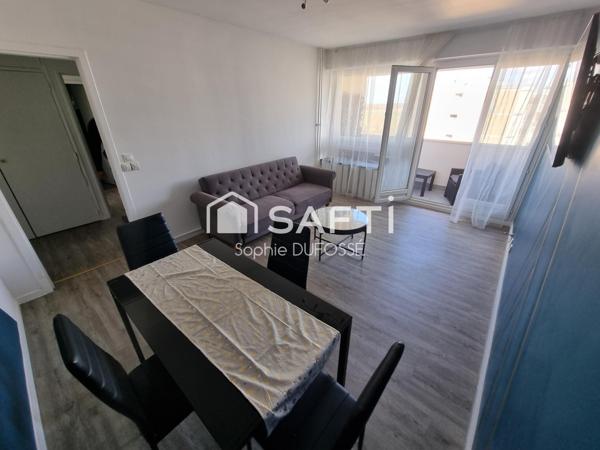 Dans résidence sécurisée, appartement T2 lumineux "VENDU LOUE ET MEUBLE" de 47,08 m² Loi carrez  entièrement rénové en  2024 avec balcon et cave