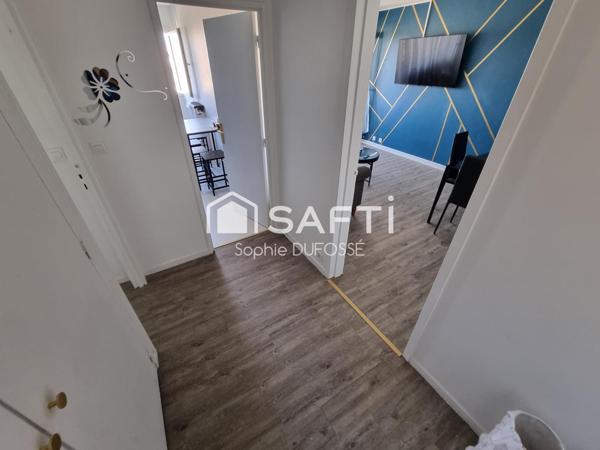 Dans résidence sécurisée, appartement T2 lumineux "VENDU LOUE ET MEUBLE" de 47,08 m² Loi carrez  entièrement rénové en  2024 avec balcon et cave