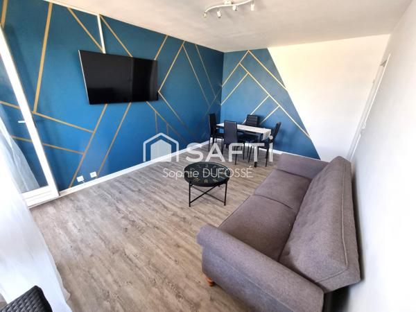 Dans résidence sécurisée, appartement T2 lumineux "VENDU LOUE ET MEUBLE" de 47,08 m² Loi carrez  entièrement rénové en  2024 avec balcon et cave