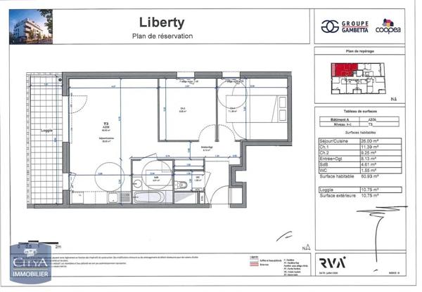 Appartement à louer 3 pièces 60.93m² Tours (37100)