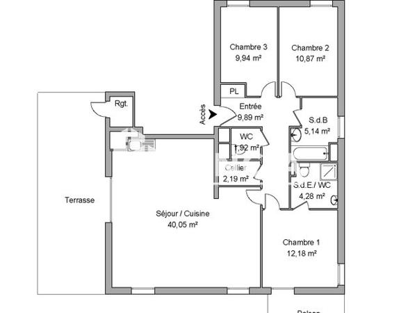 Location Appartement 4 pièces 96.46 m² - 39 RUE DE PORT LA BLANCHE Nantes 44300