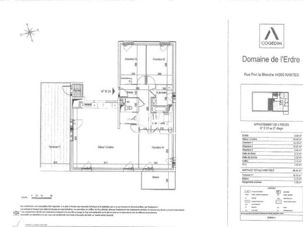 Location Appartement 4 pièces 96.46 m² - 39 RUE DE PORT LA BLANCHE Nantes 44300