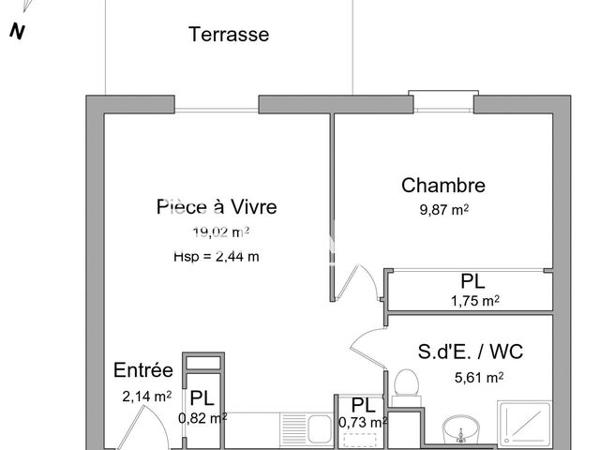 Location Appartement 2 pièces 40.12 m² - 64 RUE EMILE ZOLA Aussonne 31840