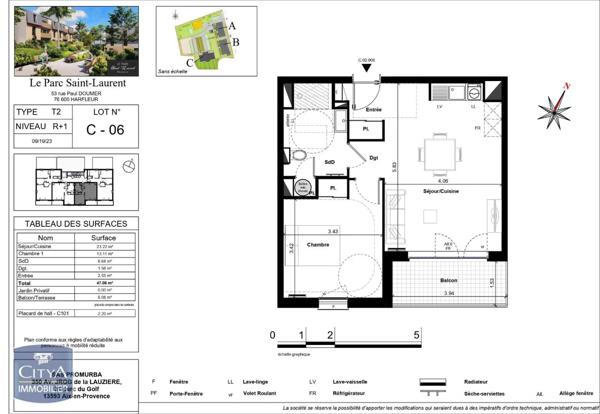 Appartement à louer 2 pièces 47.08m²