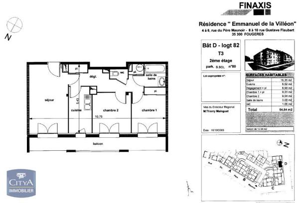 Appartement à louer 3 pièces 54.35m²