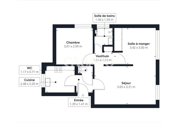 Vente Appartement 3 pièces de 50m² - 92210 Saint-Cloud