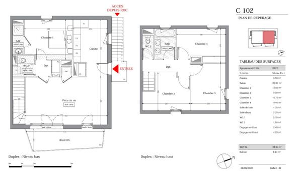 Appartement de type 5 DUPLEX à vendre sur ANGERS - Les Hauts de St Aubin
