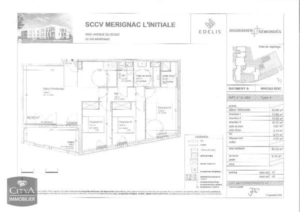 Appartement à louer 4 pièces 82.32m² Mérignac (33700)