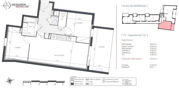 Appartement F3 à vendre  3 pièces - 54,60 m2 MIMIZAN - 40