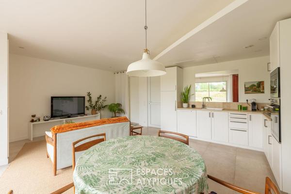 Maison contemporaine de plain-pied, 2 gîtes, proximité mer