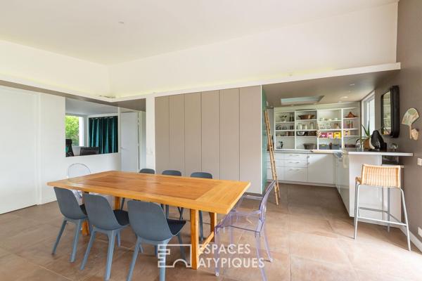 Maison contemporaine de plain-pied, 2 gîtes, proximité mer