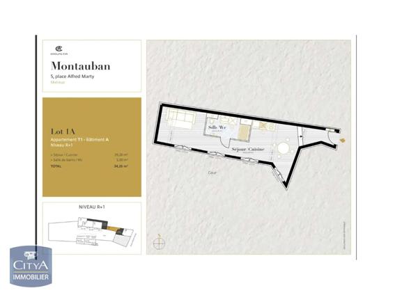 Appartement à louer 1 pièce 34.2m²