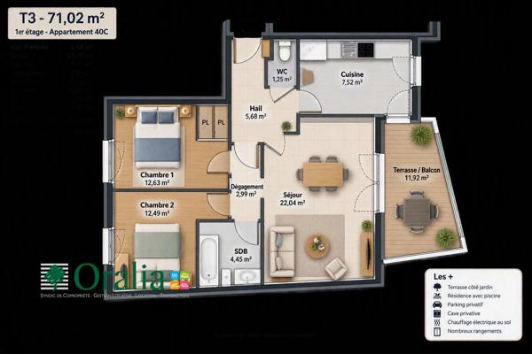 Appartement · Location Dijon (21000) 3 pièces · 71m²