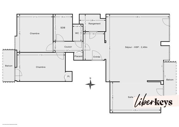 appartement F4 résidence Beauvillé  lumineux.