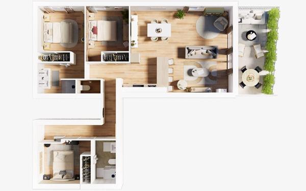 Appartement à vendre    3 pièces • 91 m2 Bielle