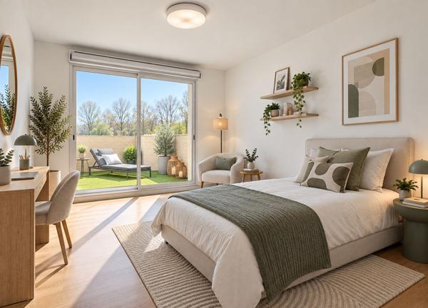 Appartement à Nanteuil les Meaux en rez-de-chaussée - F3 - 74 m2 - 2 chambres - 1 terrasse et 1 jardin et 2 places de stationnement.