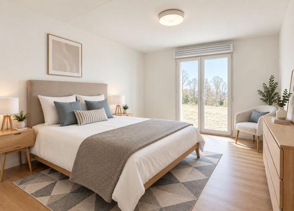 Appartement à Nanteuil les Meaux en rez-de-chaussée - F3 - 74 m2 - 2 chambres - 1 terrasse et 1 jardin et 2 places de stationnement.