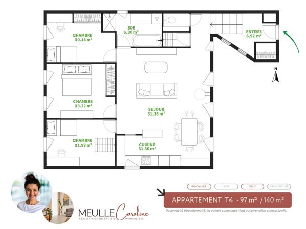 Appartement 4 pièces - 97 m² Bien prestige