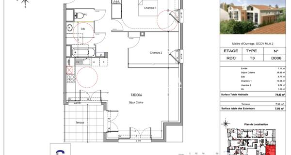 Location Appartement 3 pièces 74.82 m² - Morières-lès-avignon 84310