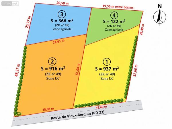 Achat - Terrain à bâtir Bailleul 59270 1853 m 2 2341 m 2