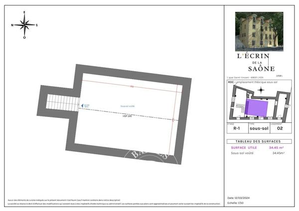 Lyon 1er, Appartement 1 Chambre -  47 m² à vendre