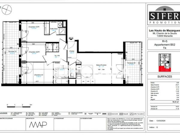Location Appartement 4 pièces 76.51 m² - LES HAUTS DE MAZARGUES Marseille 13009
