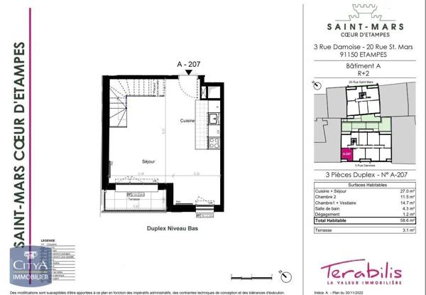 Appartement à louer 3 pièces 58.6m²