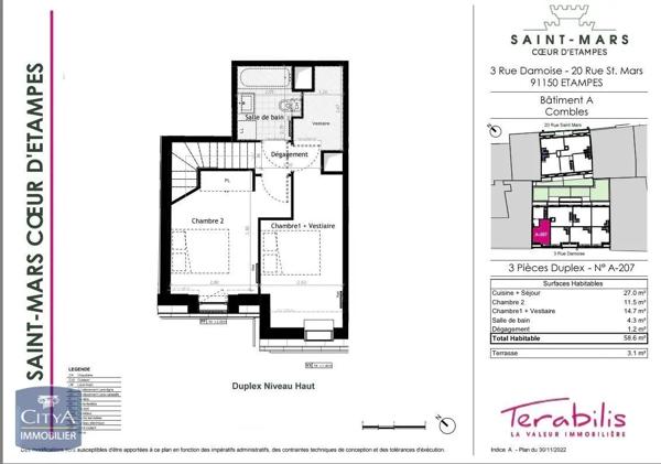 Appartement à louer 3 pièces 58.6m²