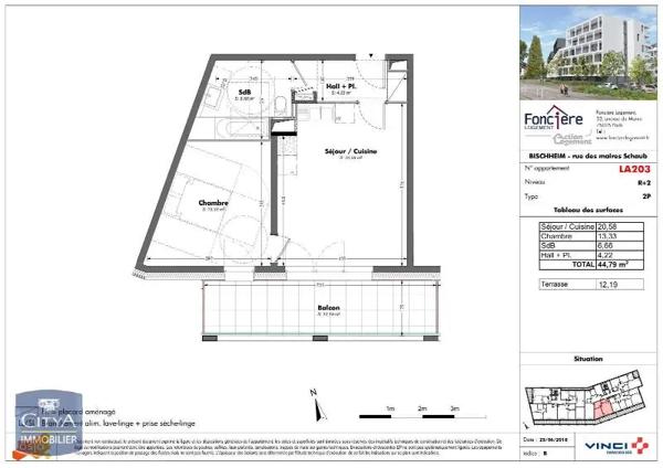 Appartement à louer 2 pièces 44.79m²