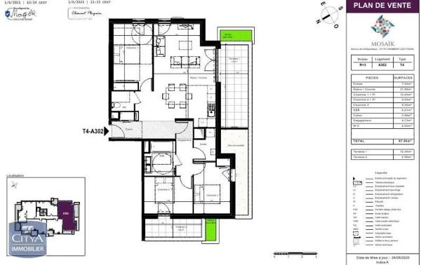 Appartement à louer 4 pièces 87.08m²