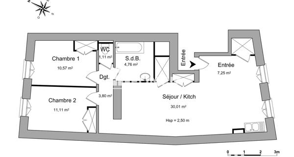 Location Appartement 3 pièces 68.61 m² - Bourg-lès-valence 26500