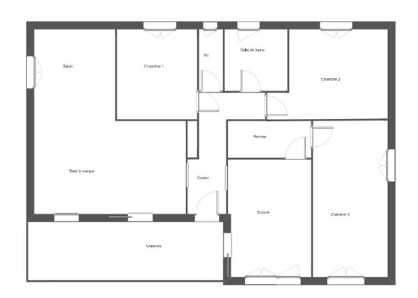 Maison de plain-pied 3 chambres, piscine et grand terrain