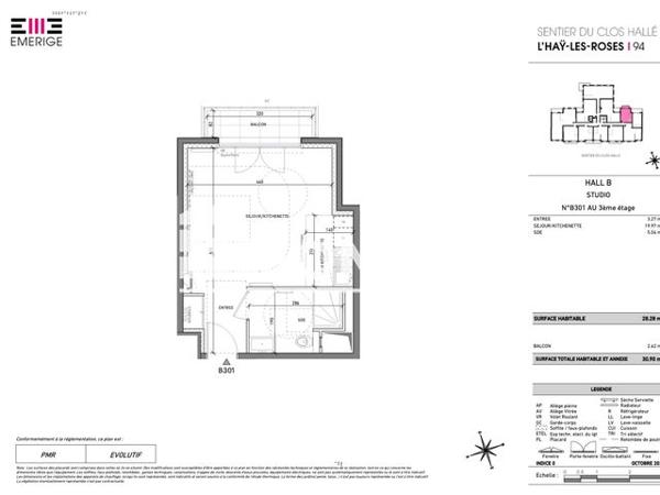 Location Studio 28.28 m² - 7, 9, 9bis, 11 boulevard Paul Vaillant Couturier et sentier du Clos halle L'hay-les-roses 94240