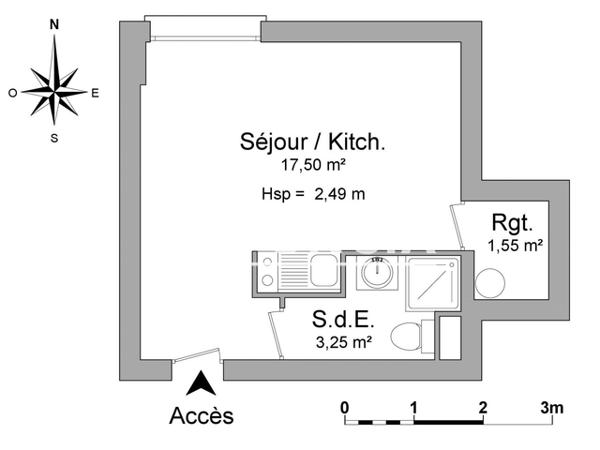Location Studio 22.3 m² - 47 RUE DEMIDOFF Le Havre 76600