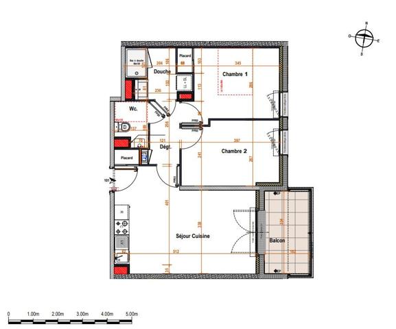 Appartement type 3 au calme avec balcon