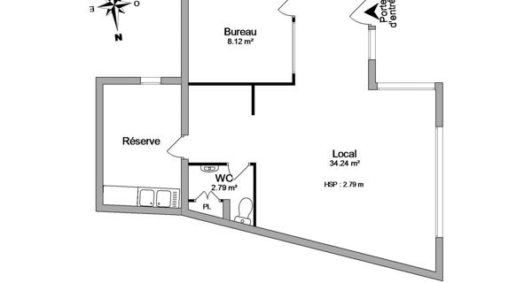Location Local commercial 45 m² - Romans-sur-isère 26100