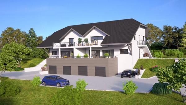 PUGNY CHATENOD DANS PETITE RESIDENCE APPARTEMENT T4  99 M2 ENV, TERRASSE 29 M2 ENV, GARAGE 33 M2 ENV