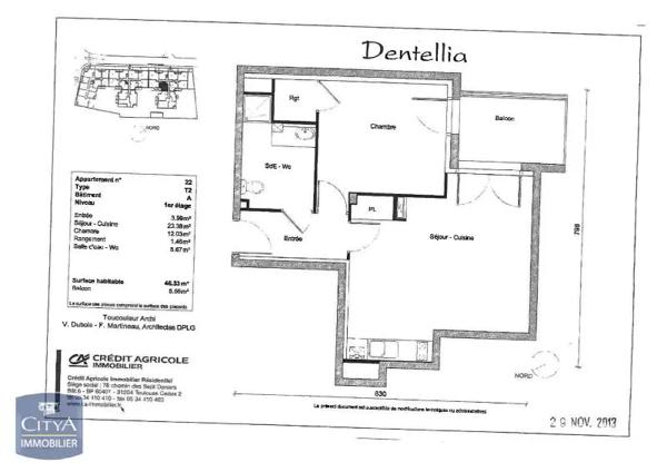 Appartement à louer 2 pièces 45.88m²