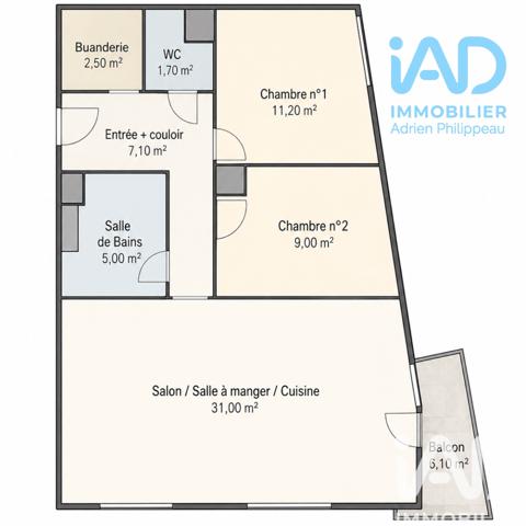 Appartement à vendre 3 pièces 68 m² Rezé