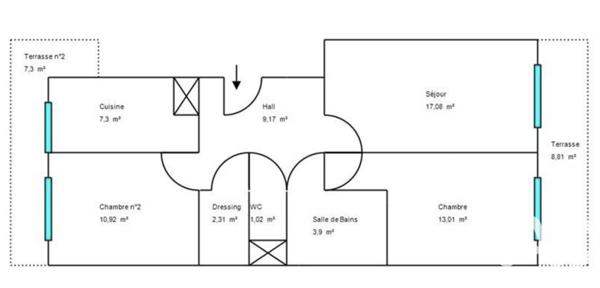 Appartement à vendre 3 pièces 65 m² Grasse