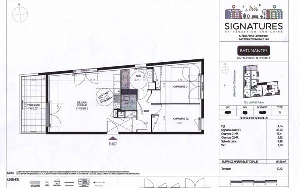 Appartement à vendre    3 pièces • 67 m2 Saint-Sébastien-sur-Loire