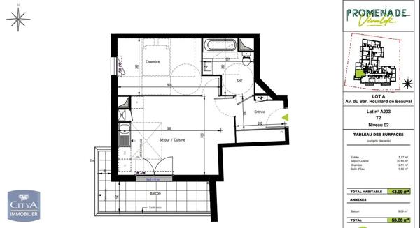 Appartement à louer 2 pièces 43.99m² Le Coudray (28630)